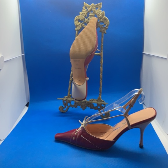 Prada kitten heels size 37 red beige cream - Picture 4 of 15